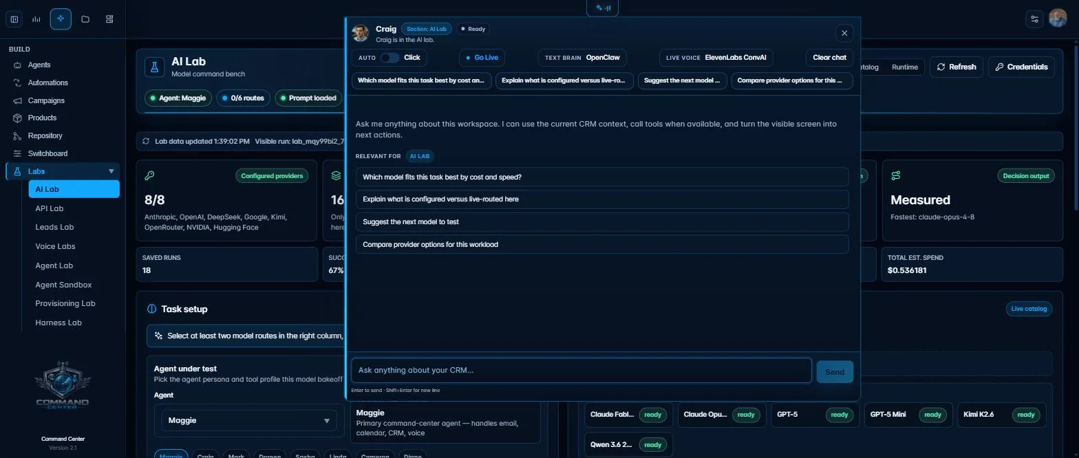 Command Center — production dashboard (demo data)